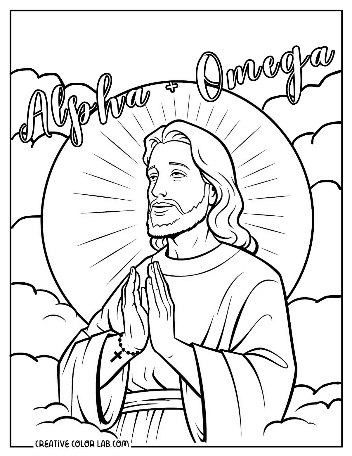Alpha and Omega Jesus picture to color.