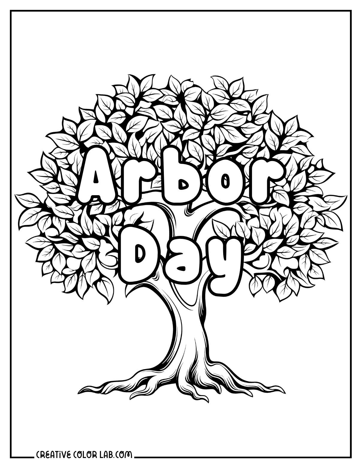 Arbor day coloring page for kids.