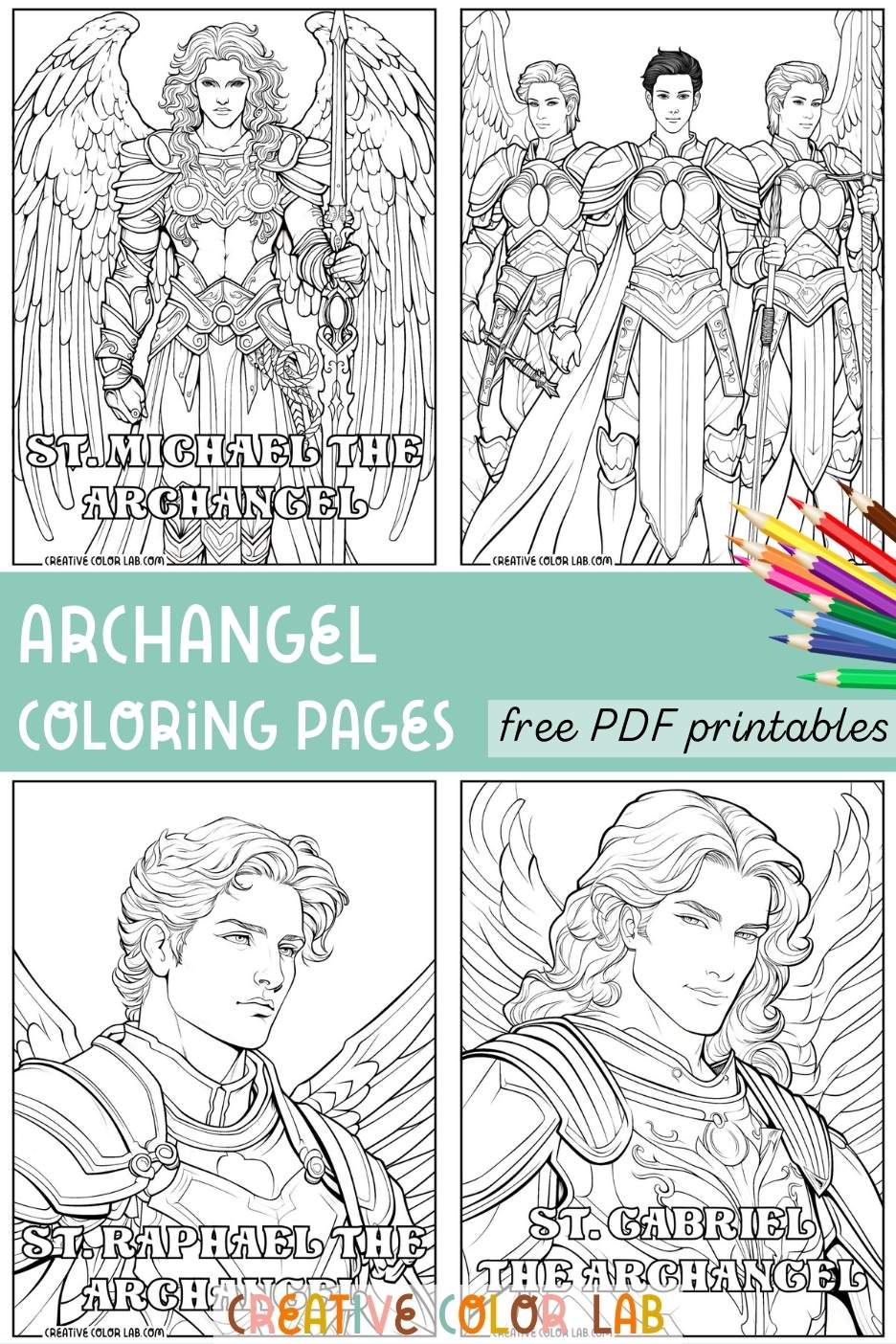 Collection of printable archangel coloring pages to download.