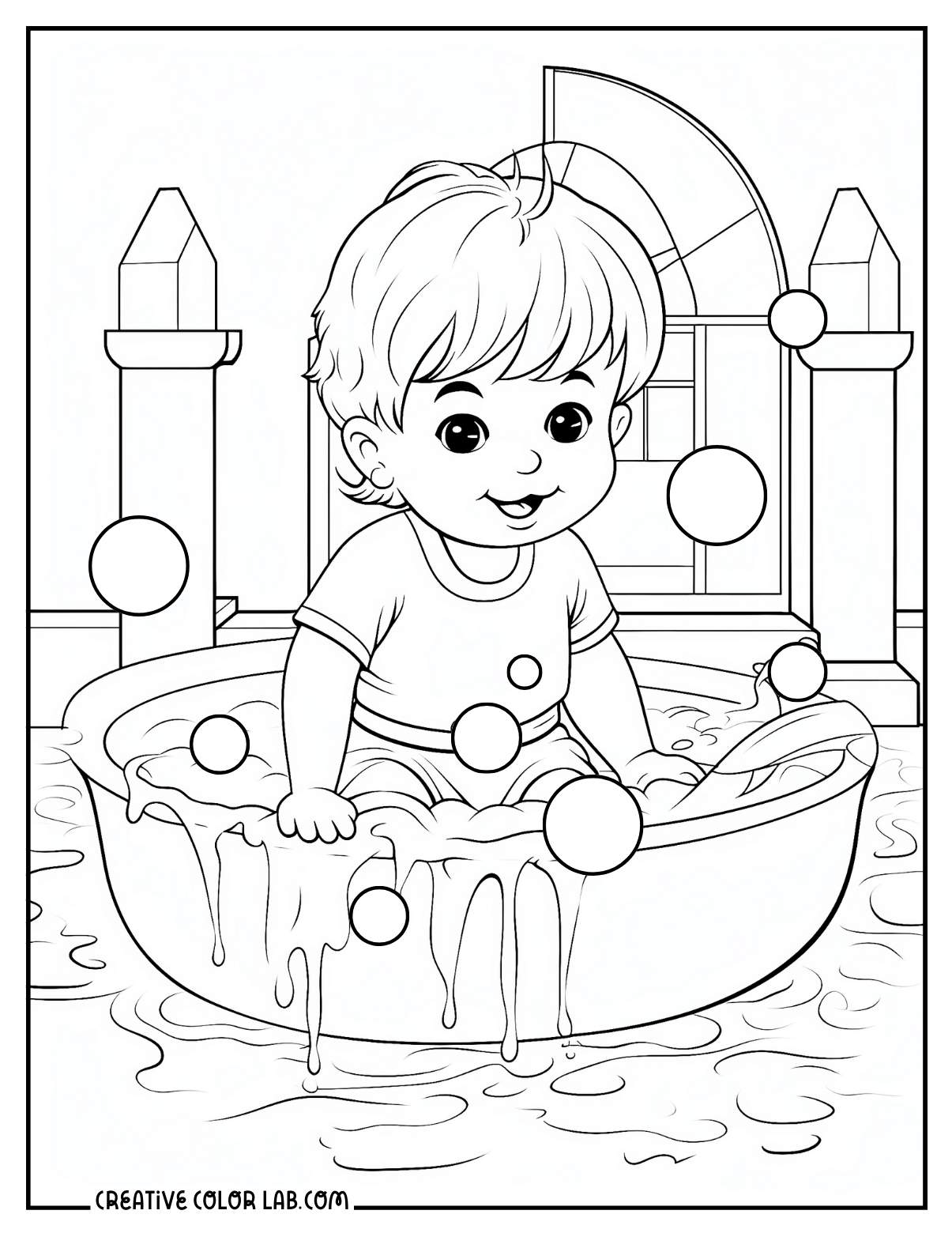 Baptism of child coloring page for kids.
