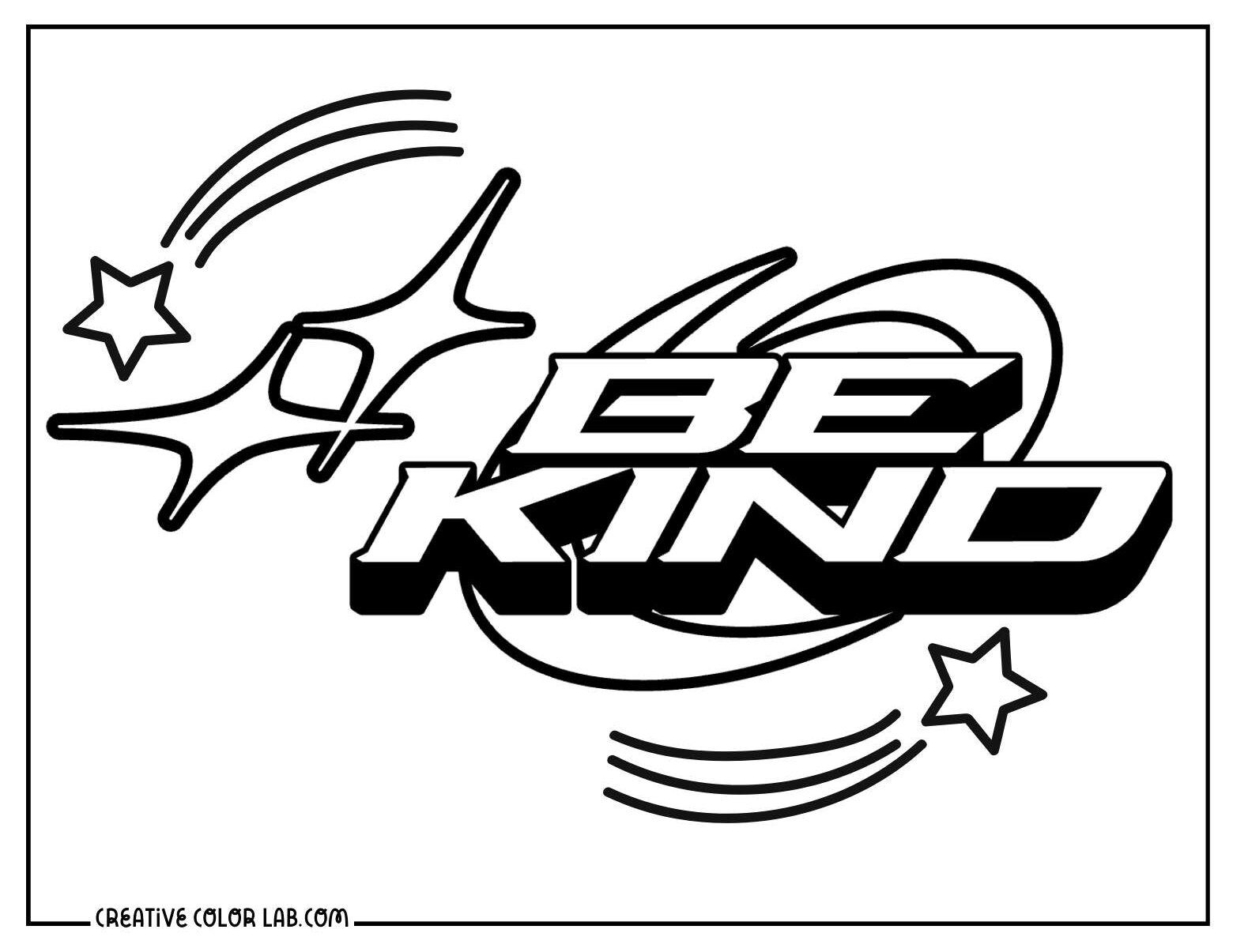 Be kind coloring page y2k style.