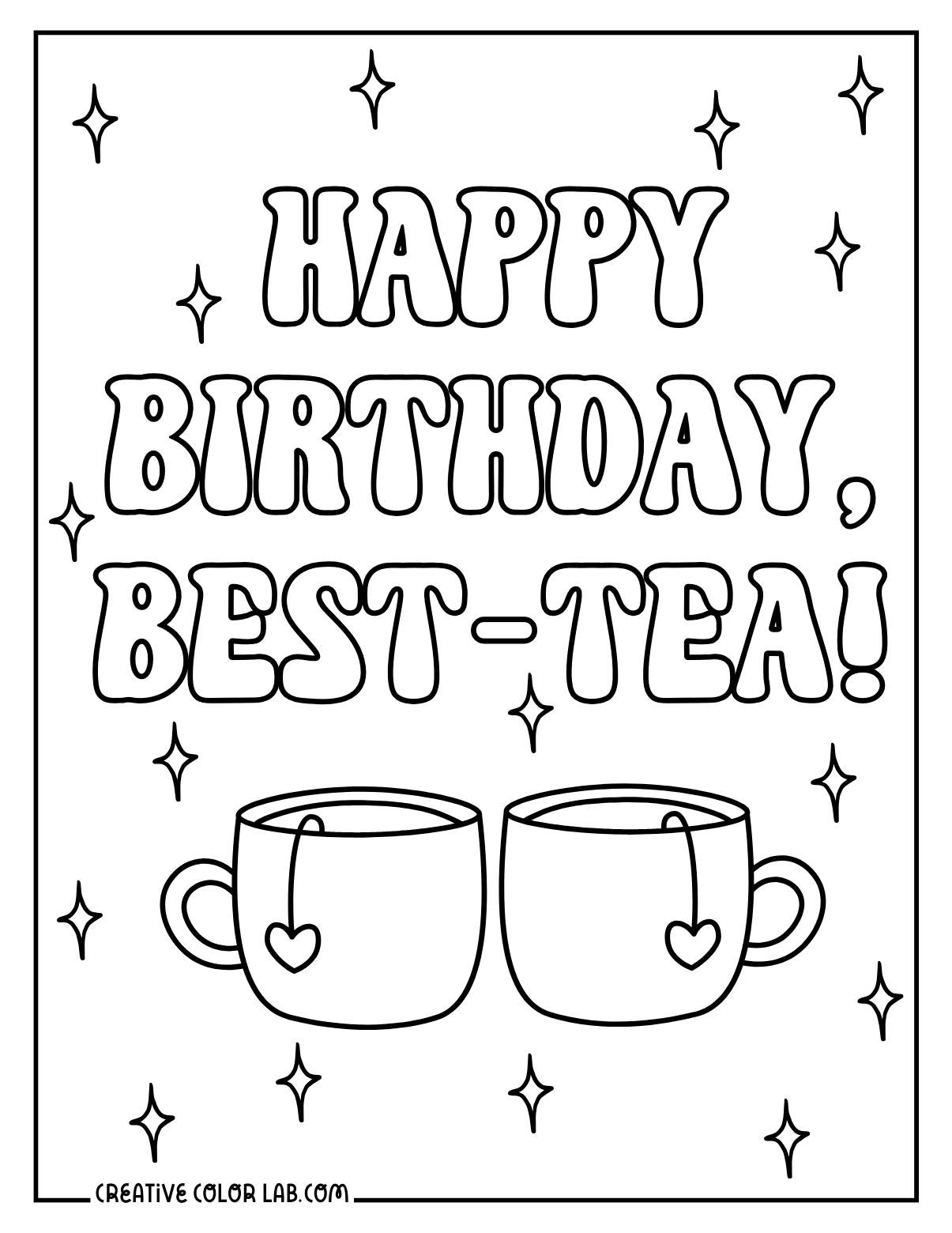 Bestie birthday coloring page with joke.