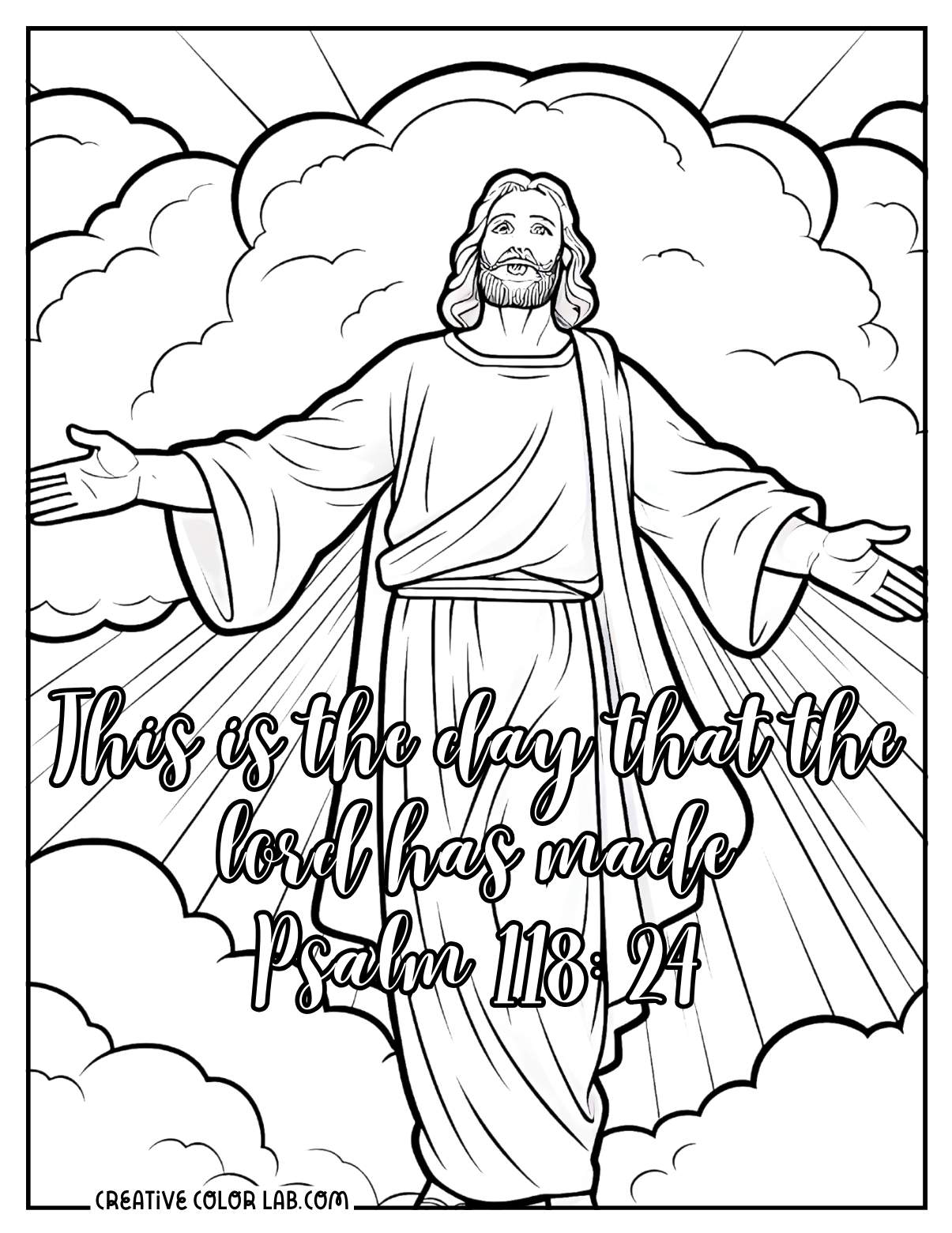 Bible passage about Psalm 118:24 coloring sheet.