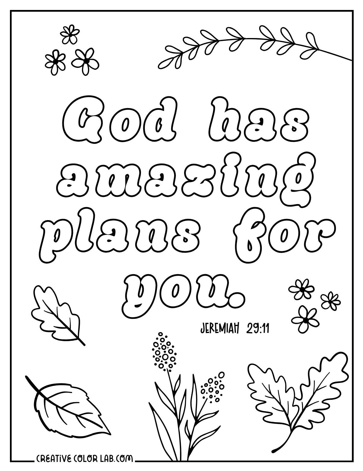 Jeremiah 29:11 beautiful verse to color.