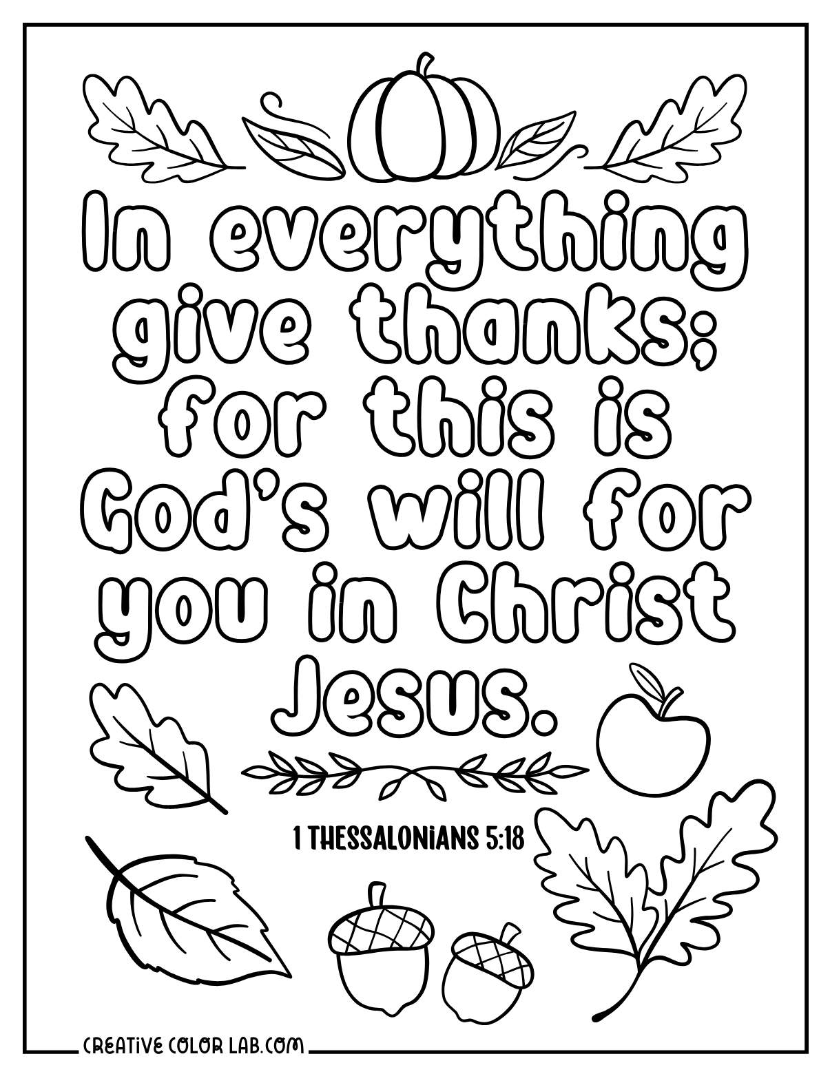1 Thessalonians 5:18 bible quote coloring page.