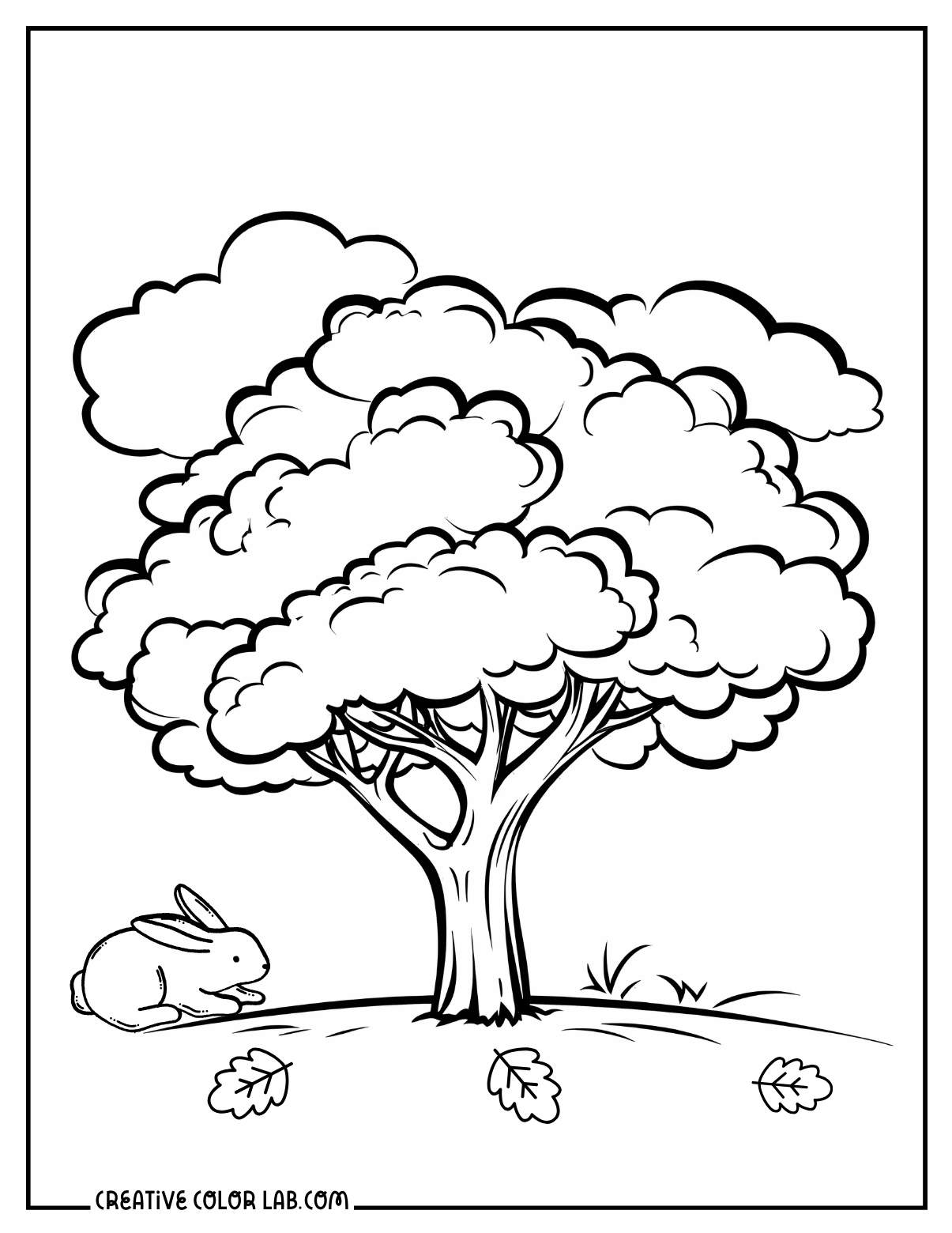 Big oak tree coloring page.
