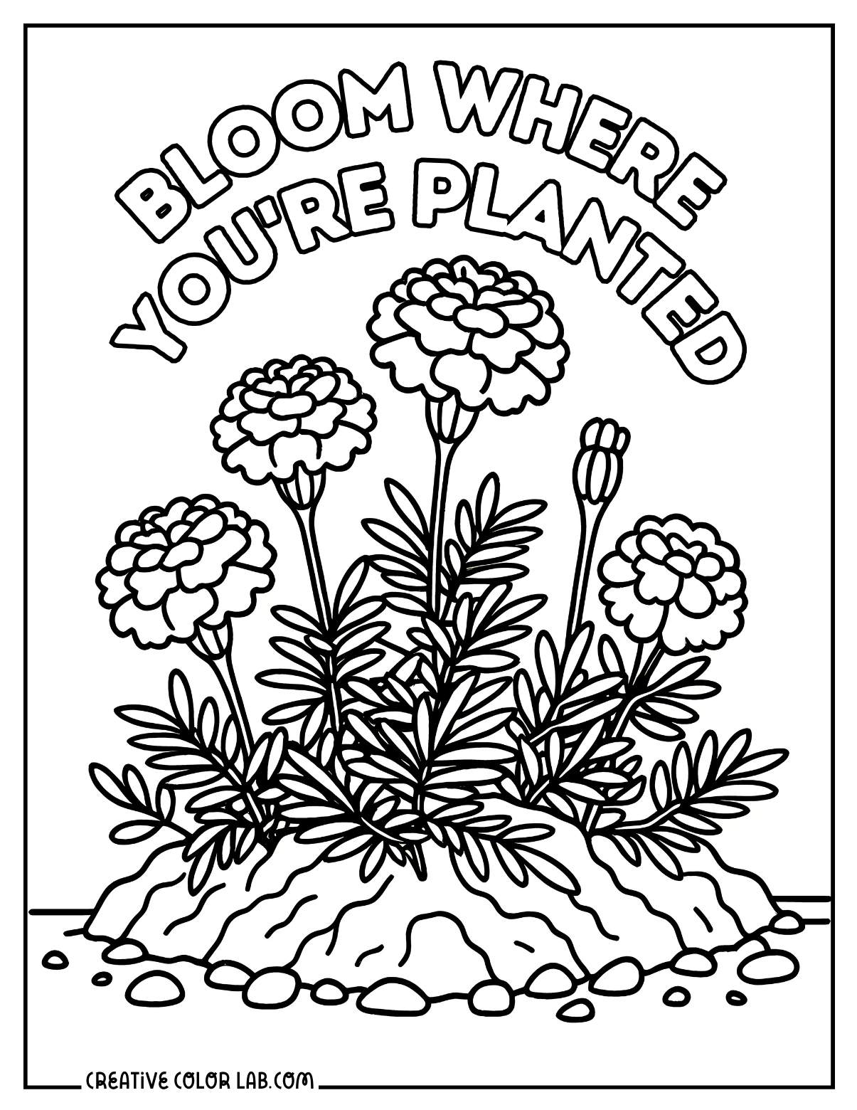 Bloom where you're planted growth mindset coloring sheet.