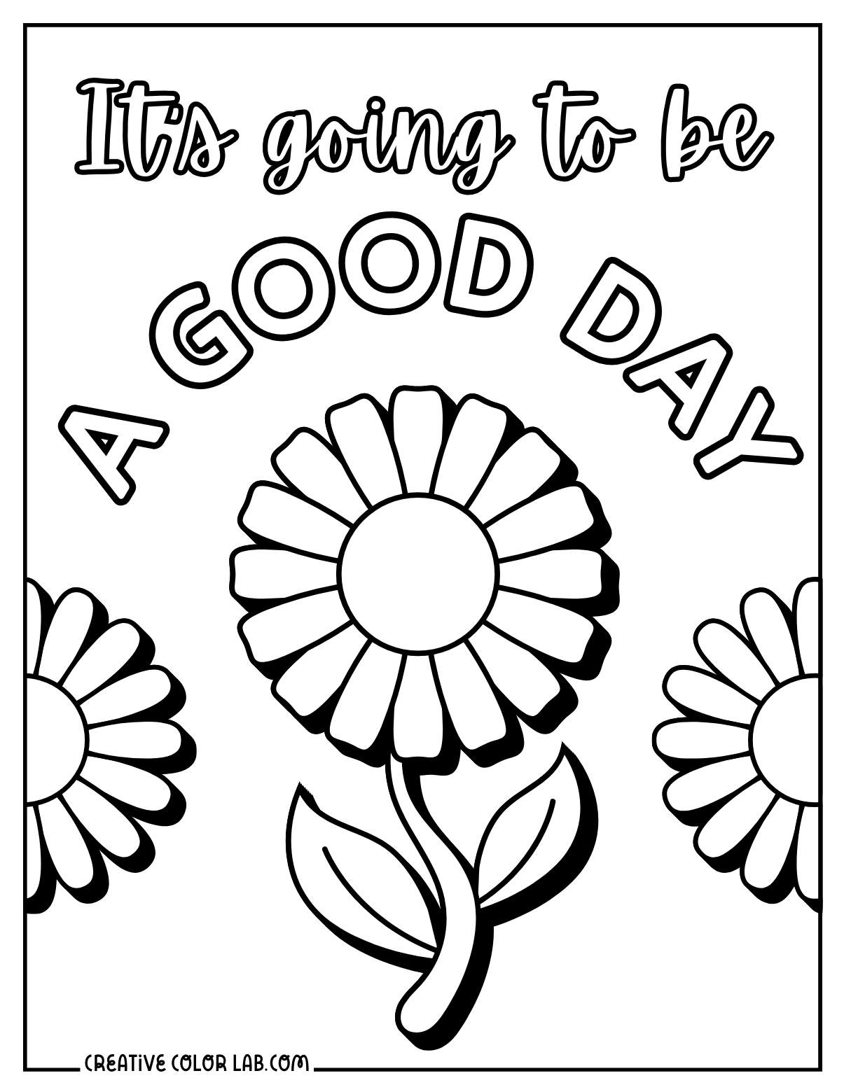 Cartoon daisy quote coloring page.