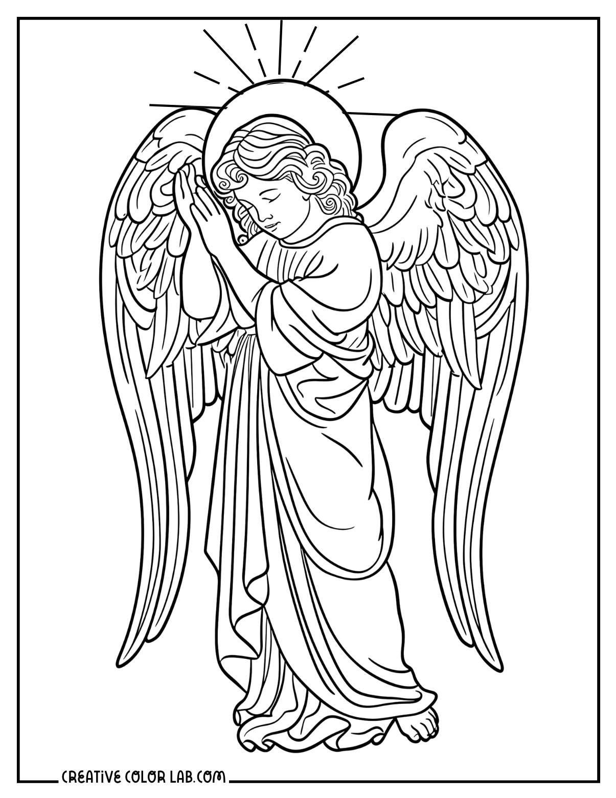 A cherub angel coloring sheet.