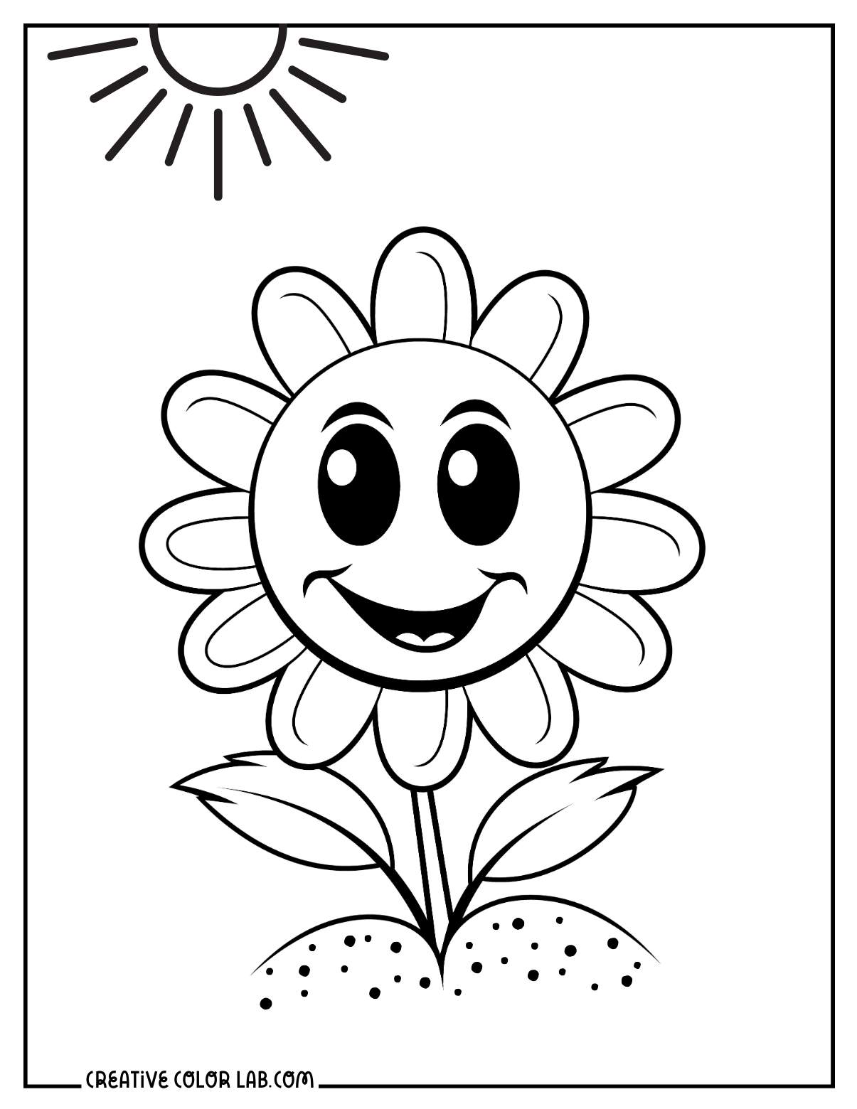 Chibi daisy coloring page for toddlers.
