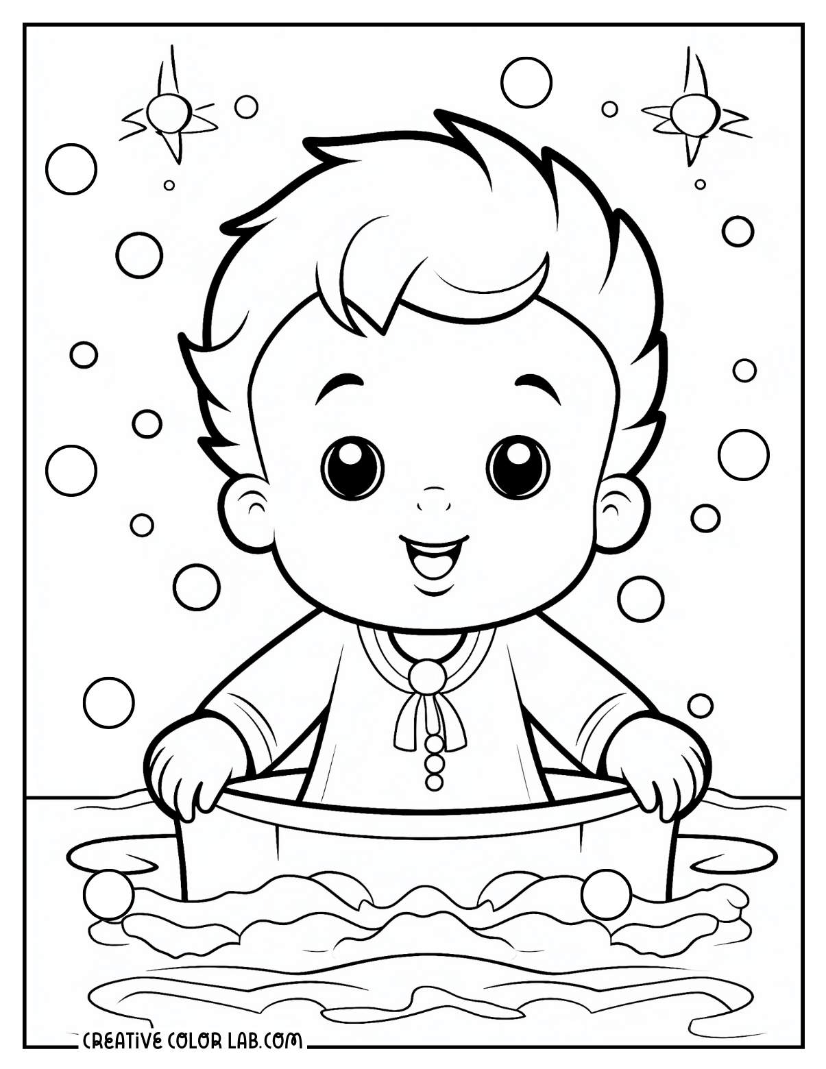 Child baptism coloring sheet for kids.