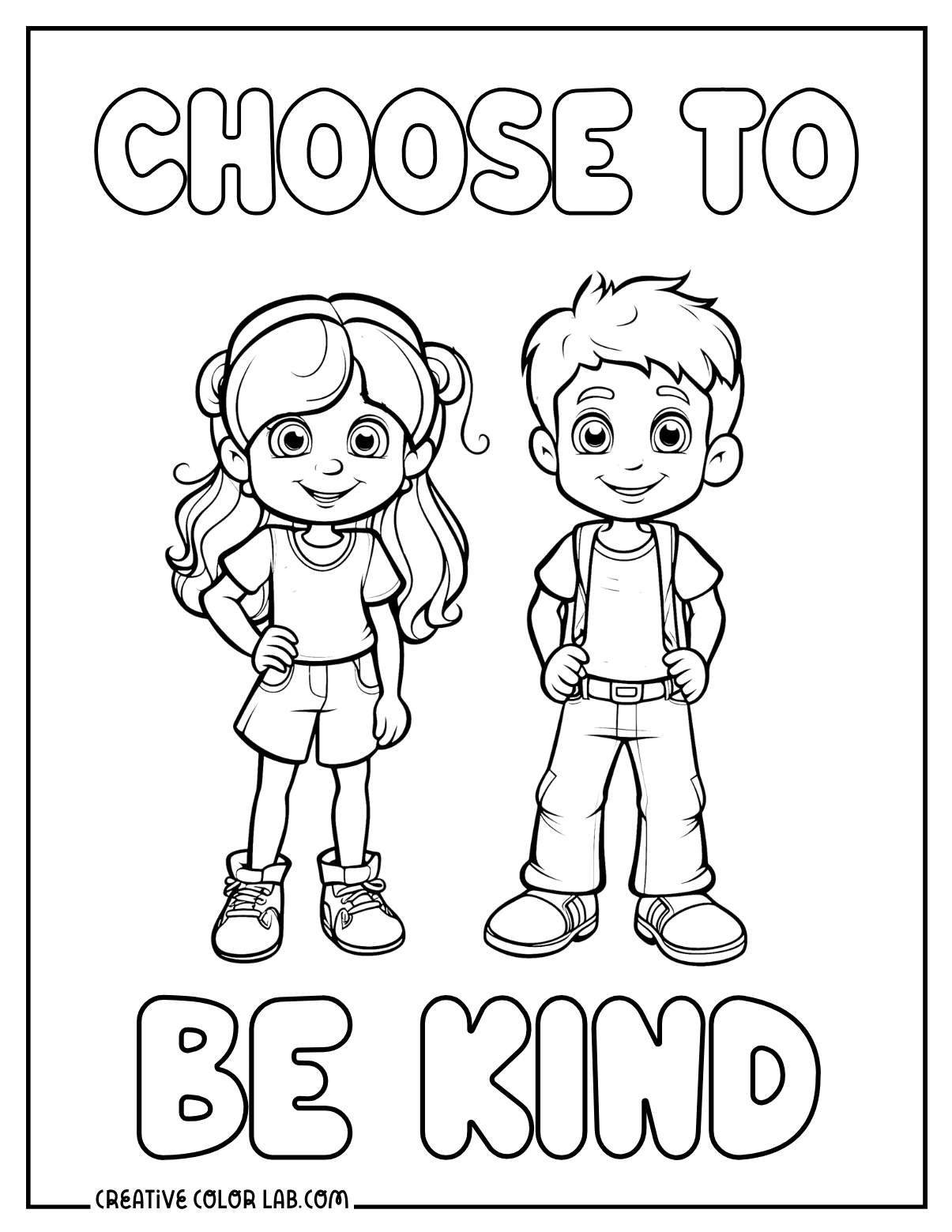 Choose to be kind coloring page for kindergarten.