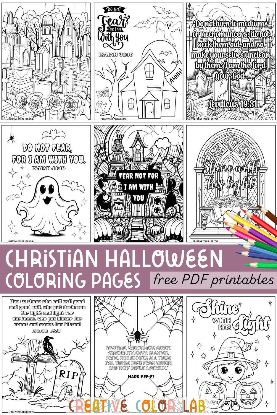 Collection of free Christian halloween coloring pages to download.