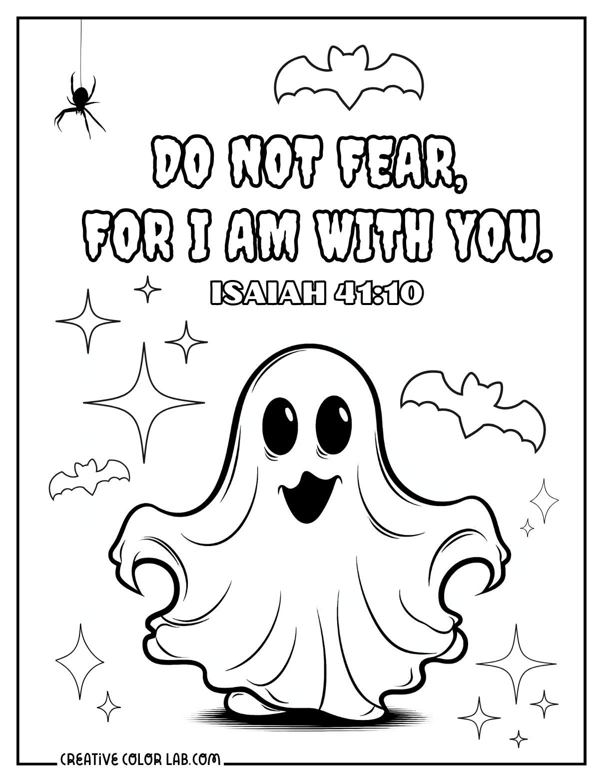 Christian halloween quote coloring page for sunday school.