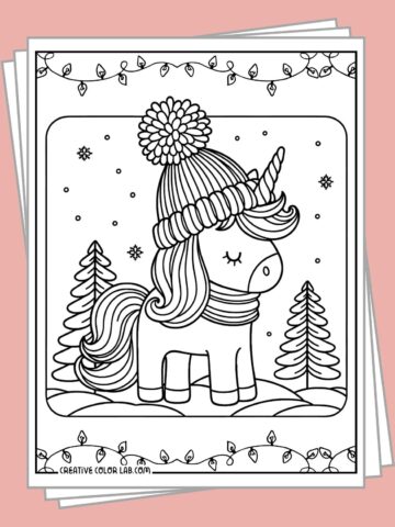 Free Christmas unicorn coloring pages to print and color.