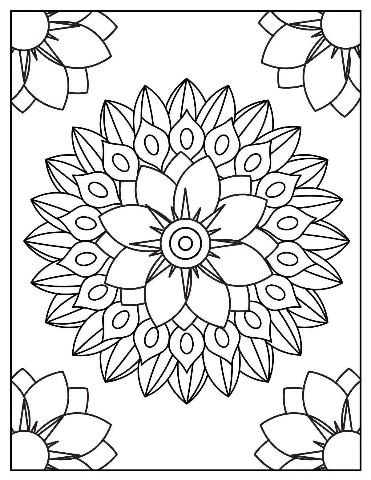 Chrysanthemum flower mandala coloring page.