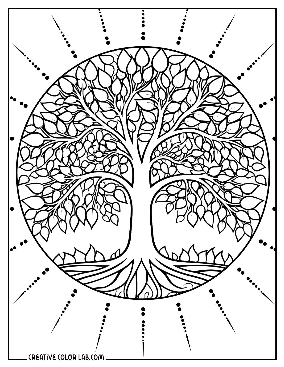 Classic tree of life illustration to color.