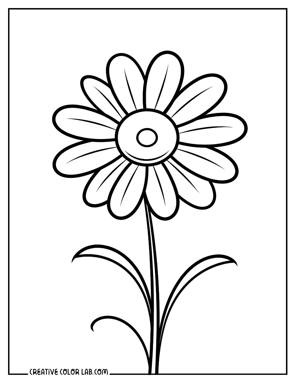 Single daisy flower coloring page.