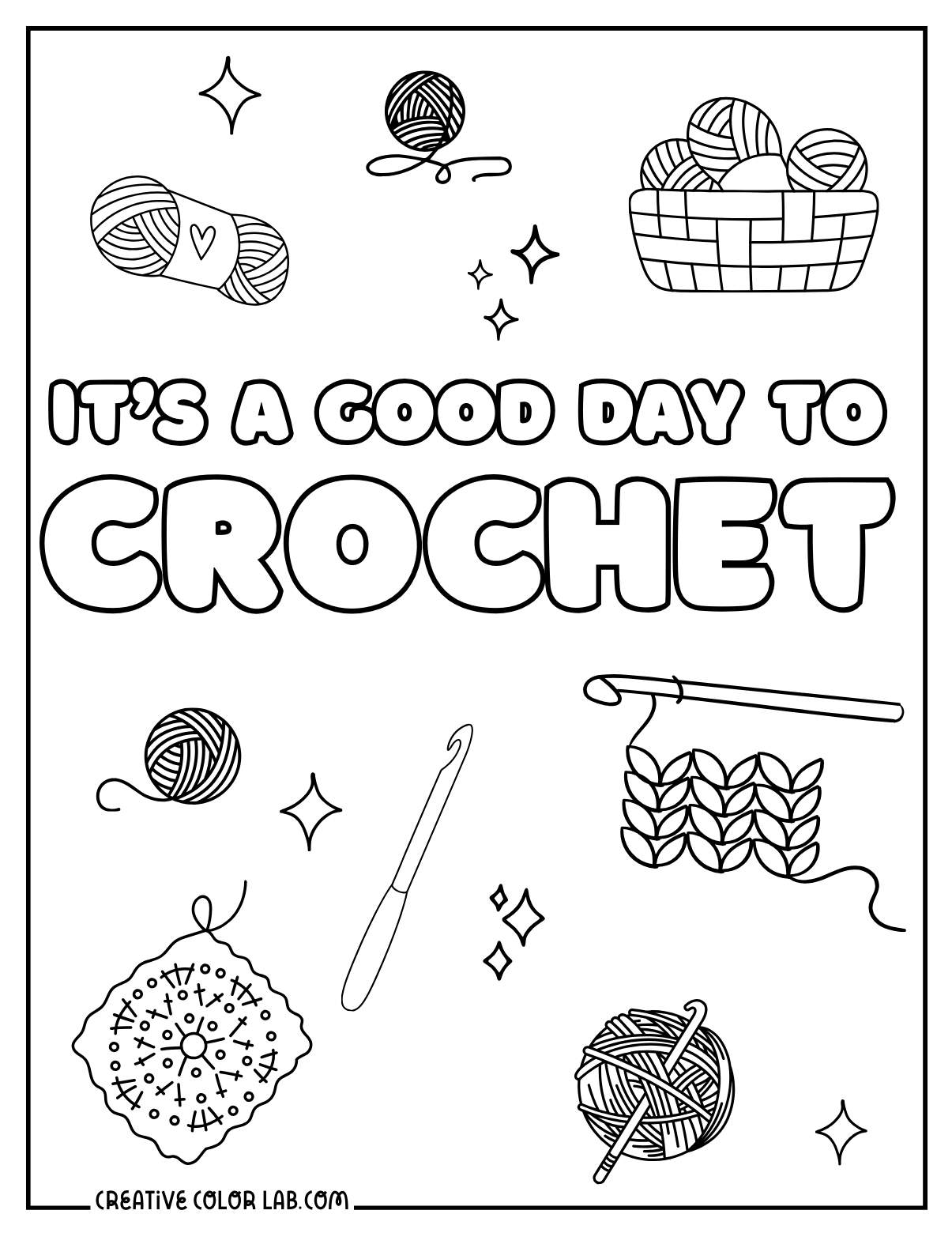 Creative crochet coloring pages.