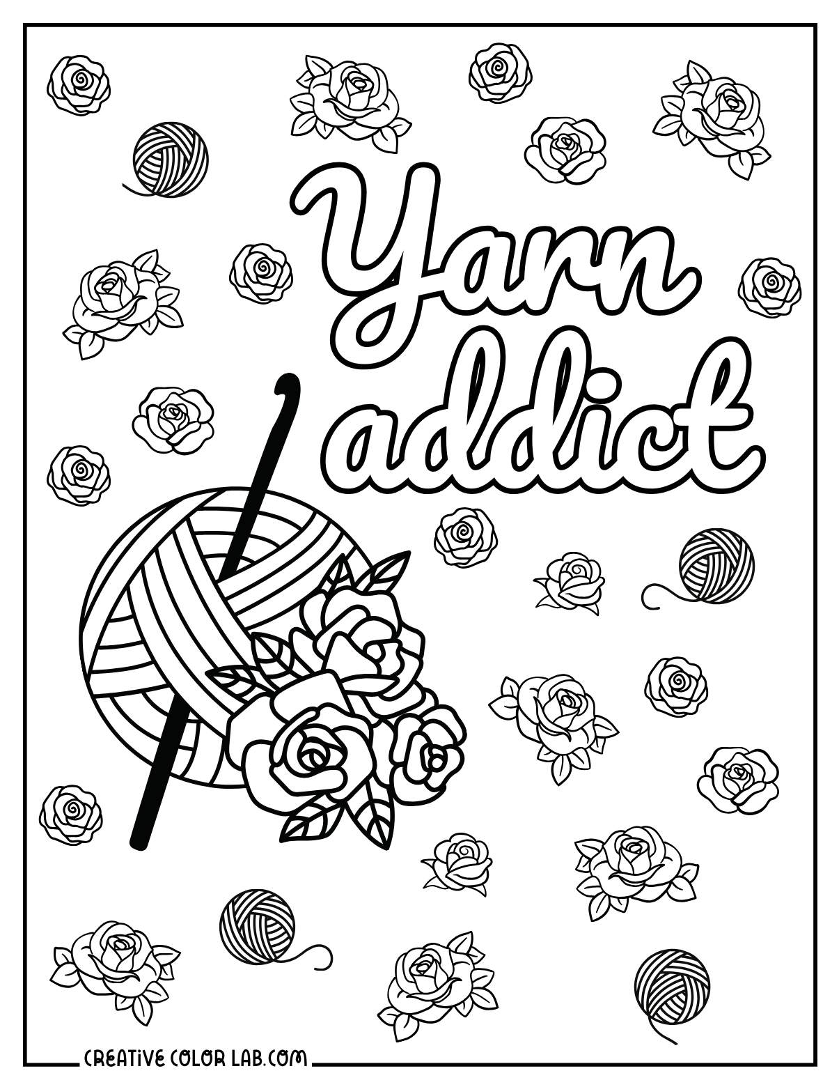 Crochet art work rose doodles to color.