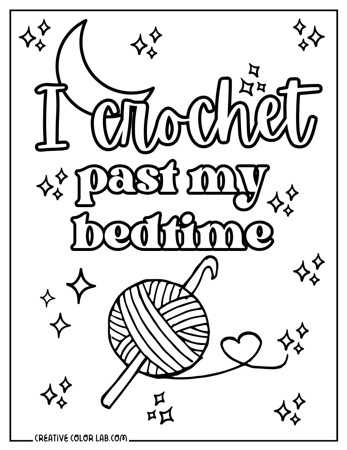 Crochet dreams coloring sheet for kids.