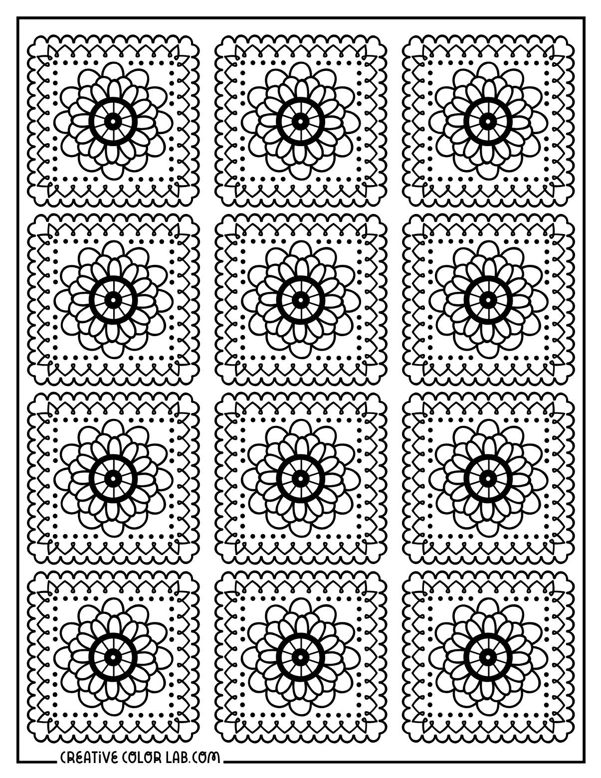 Crochet granny squares coloring page.