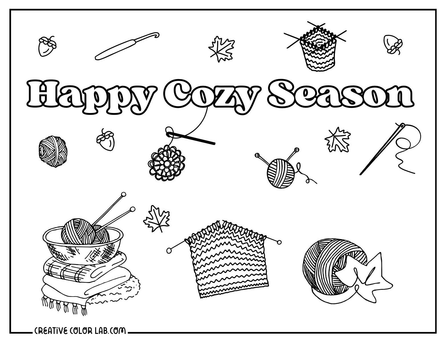 Crochet knitting season coloring page.
