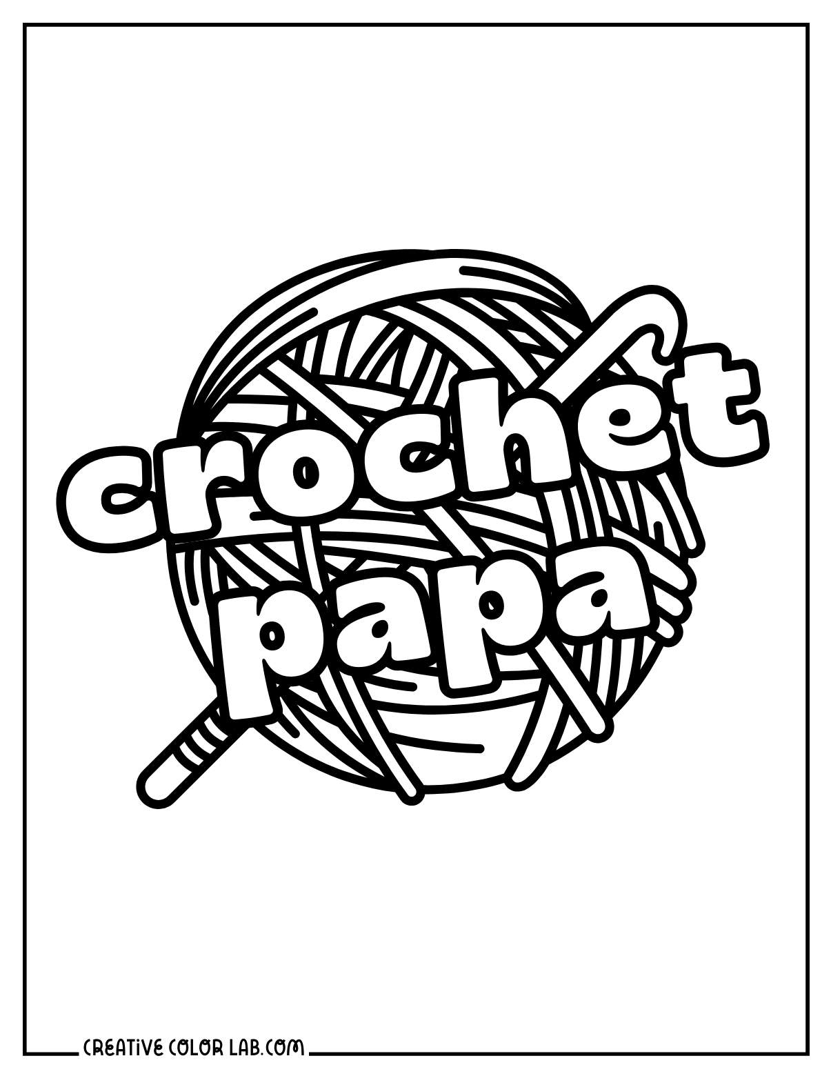 Crochet needlework coloring page for men.
