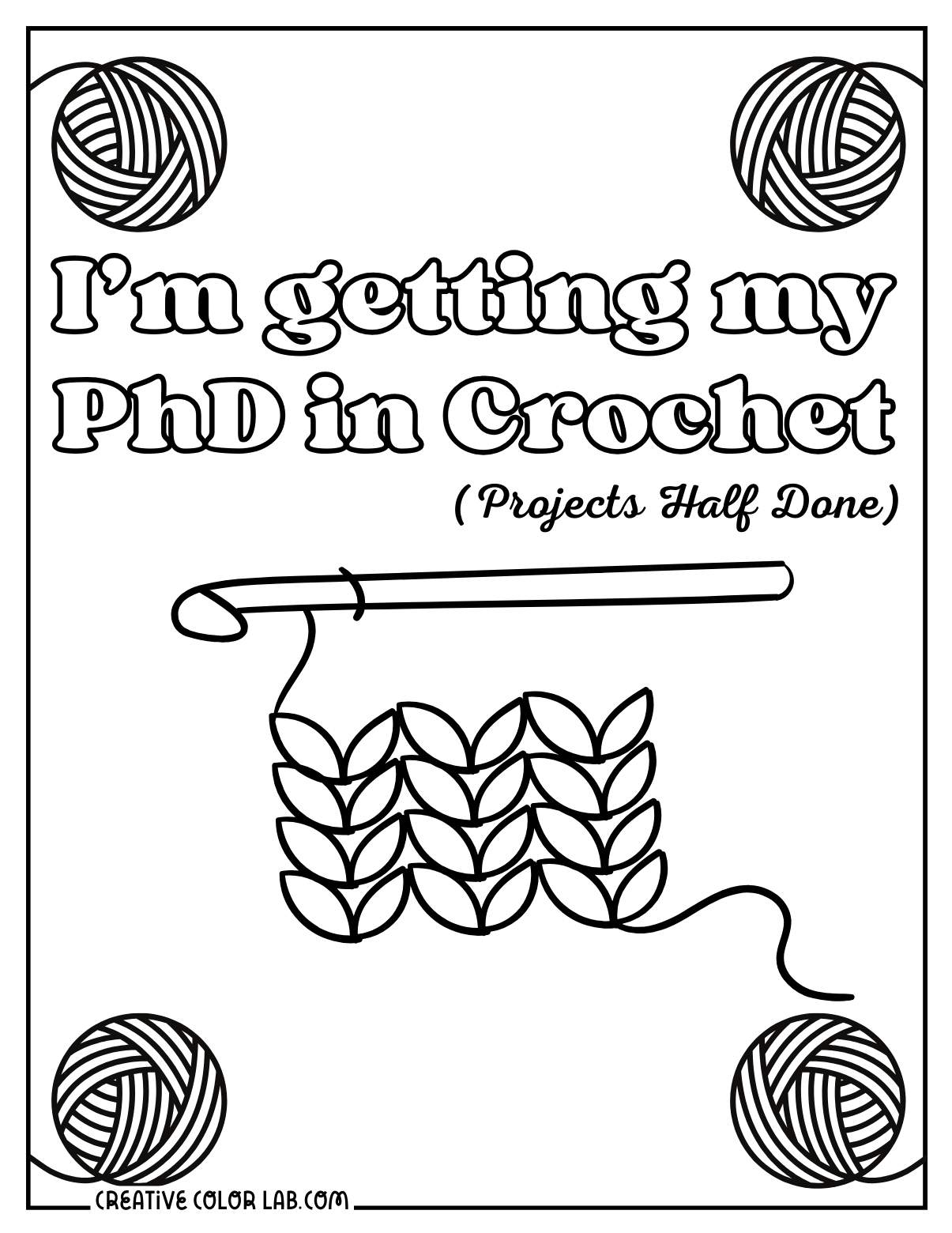 Crochet pun printable to color.