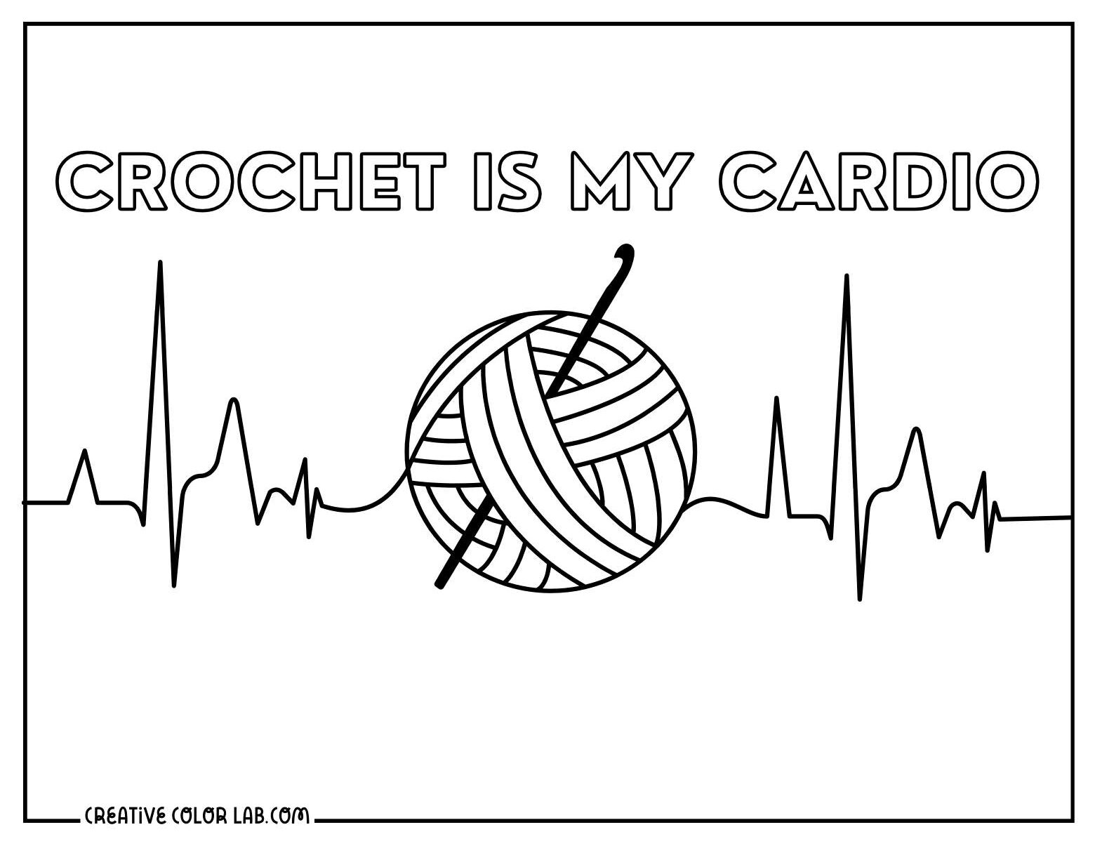 Crochet quote coloring sheet.