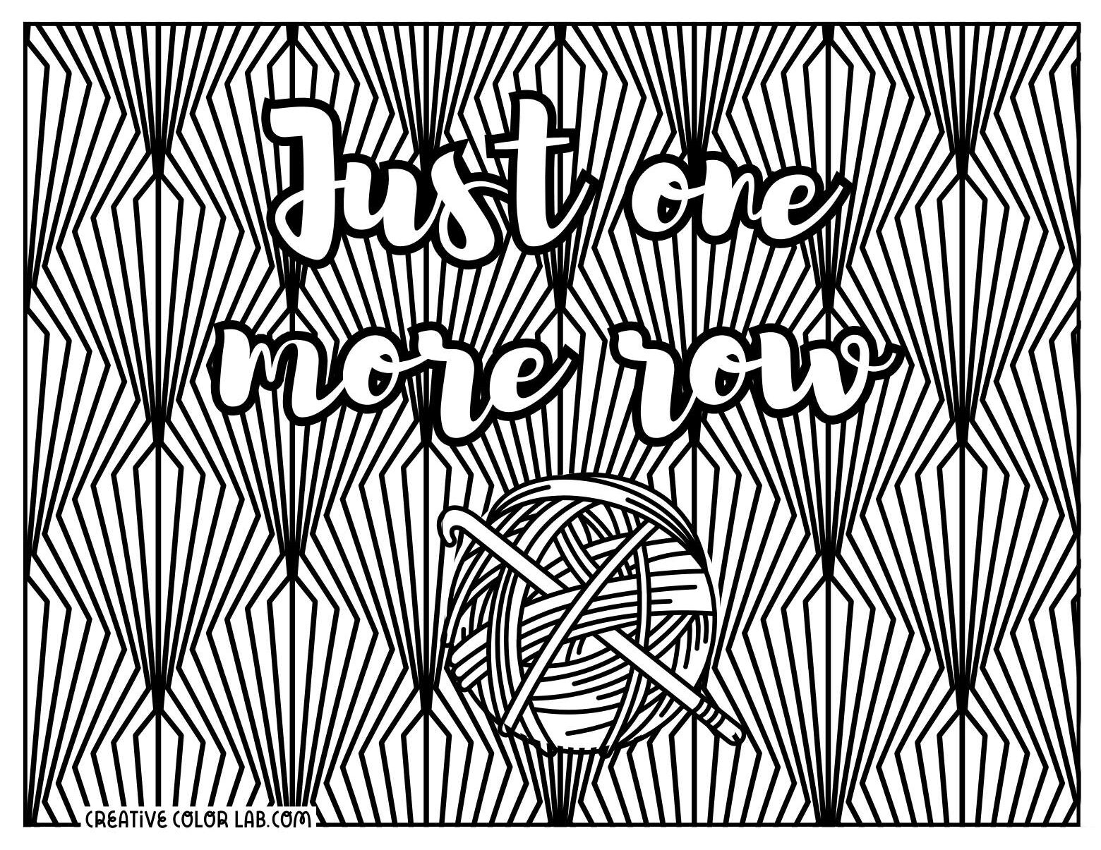Crochet textile coloring sheet for adults.