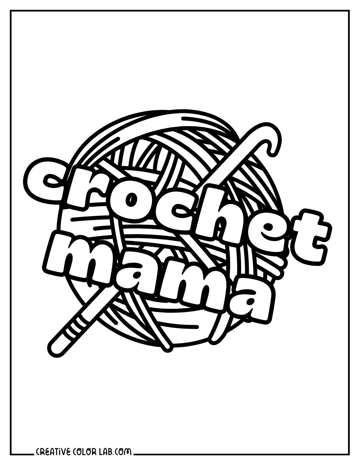 Crochet yarn coloring page for women.