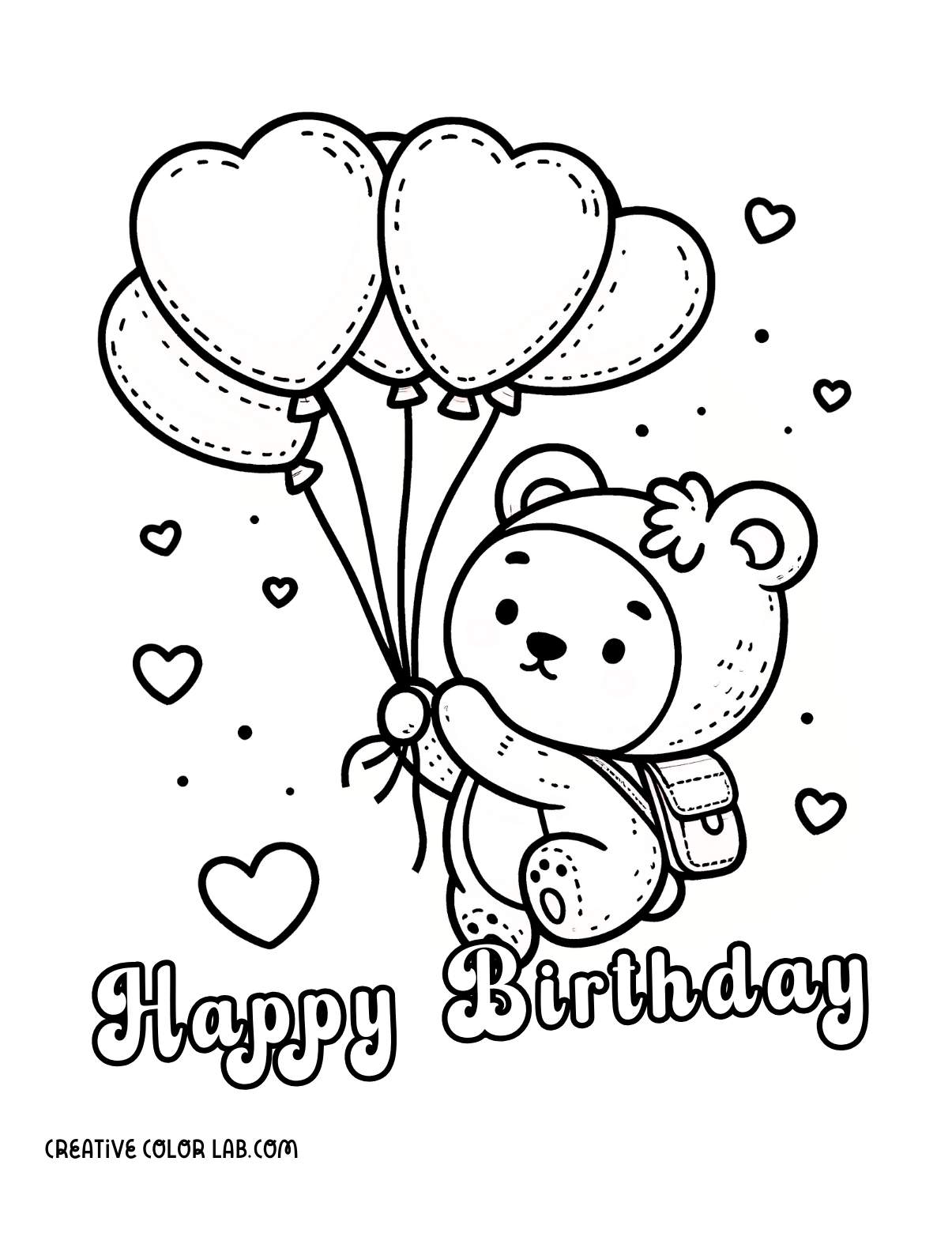 Cute bear birthday card greeting.