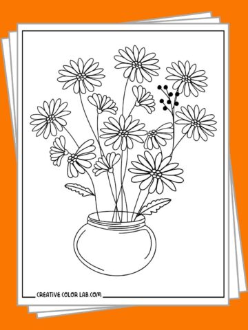 Free printable daisy coloring pages to download.