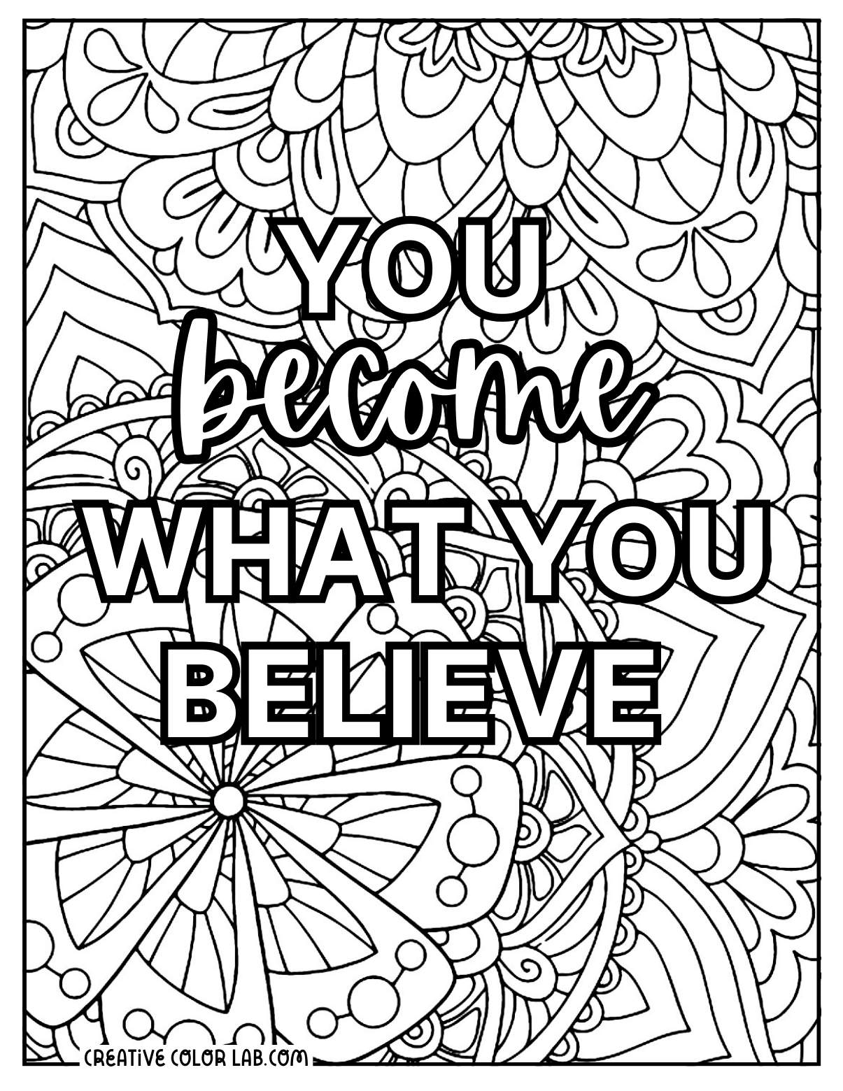 Detailed coloring page about inspirational quotes.