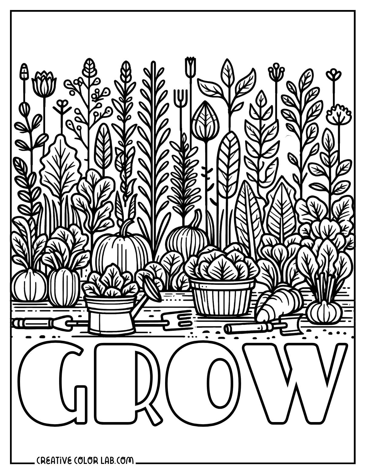 Detailed garden doodle coloring page for adults.