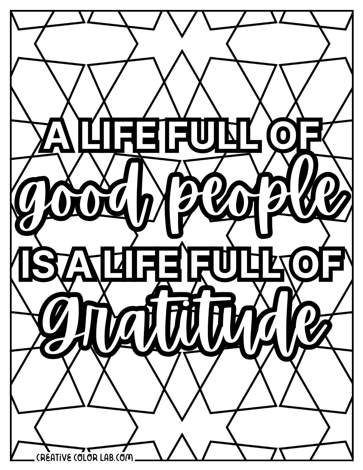Detailed gratitude quotes to color.