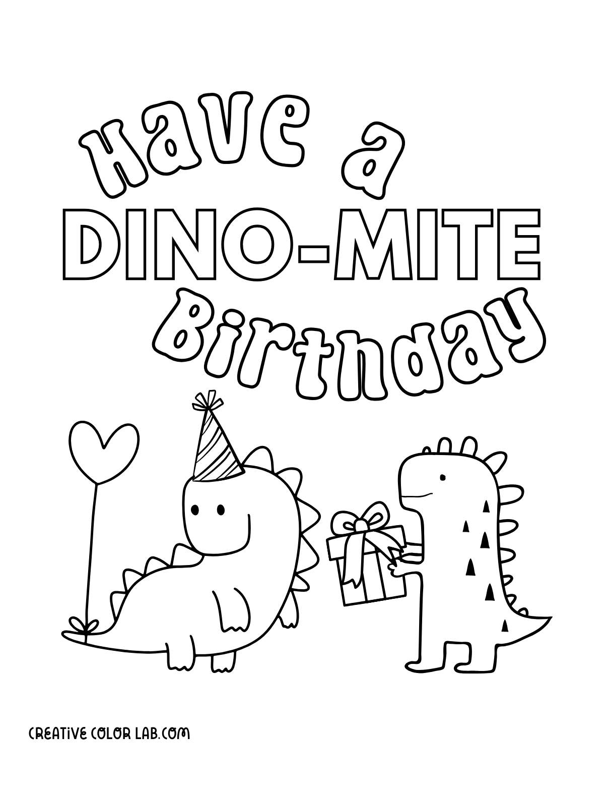 Dinosaur birthday picture to color for kindergarten.