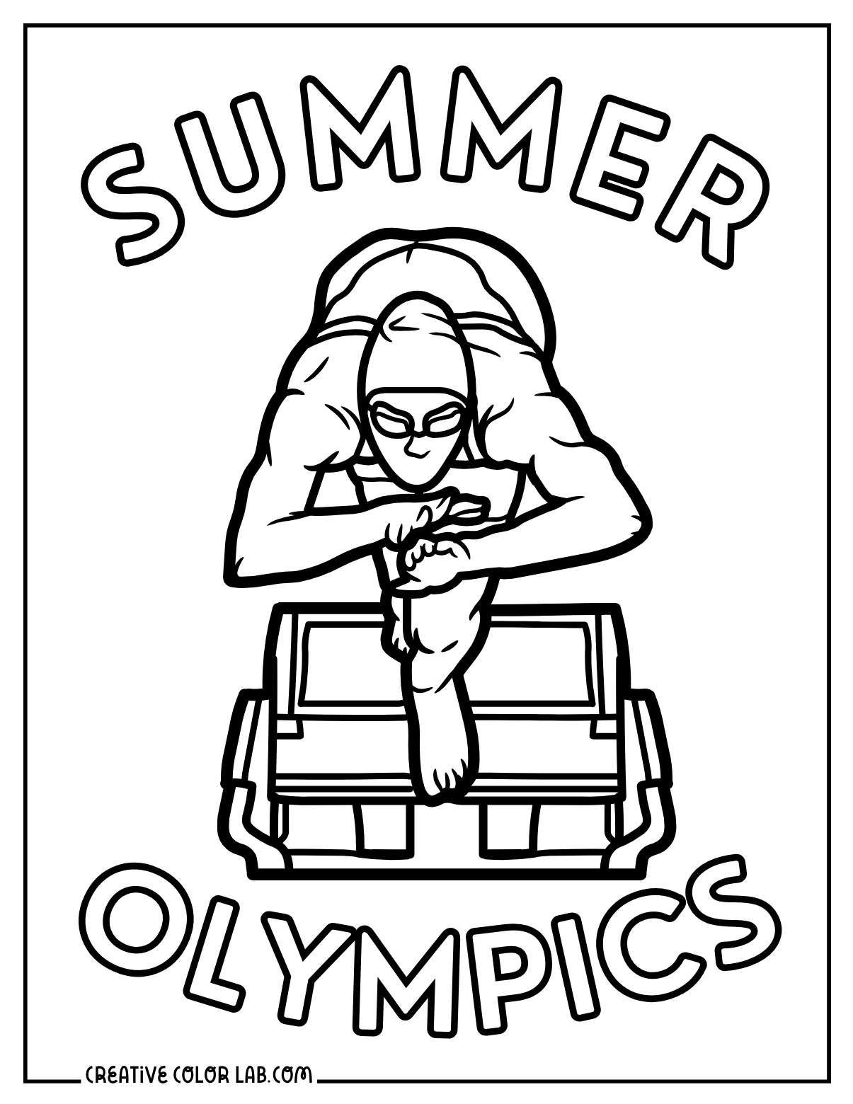 A diver diving for summer olympics coloring page.