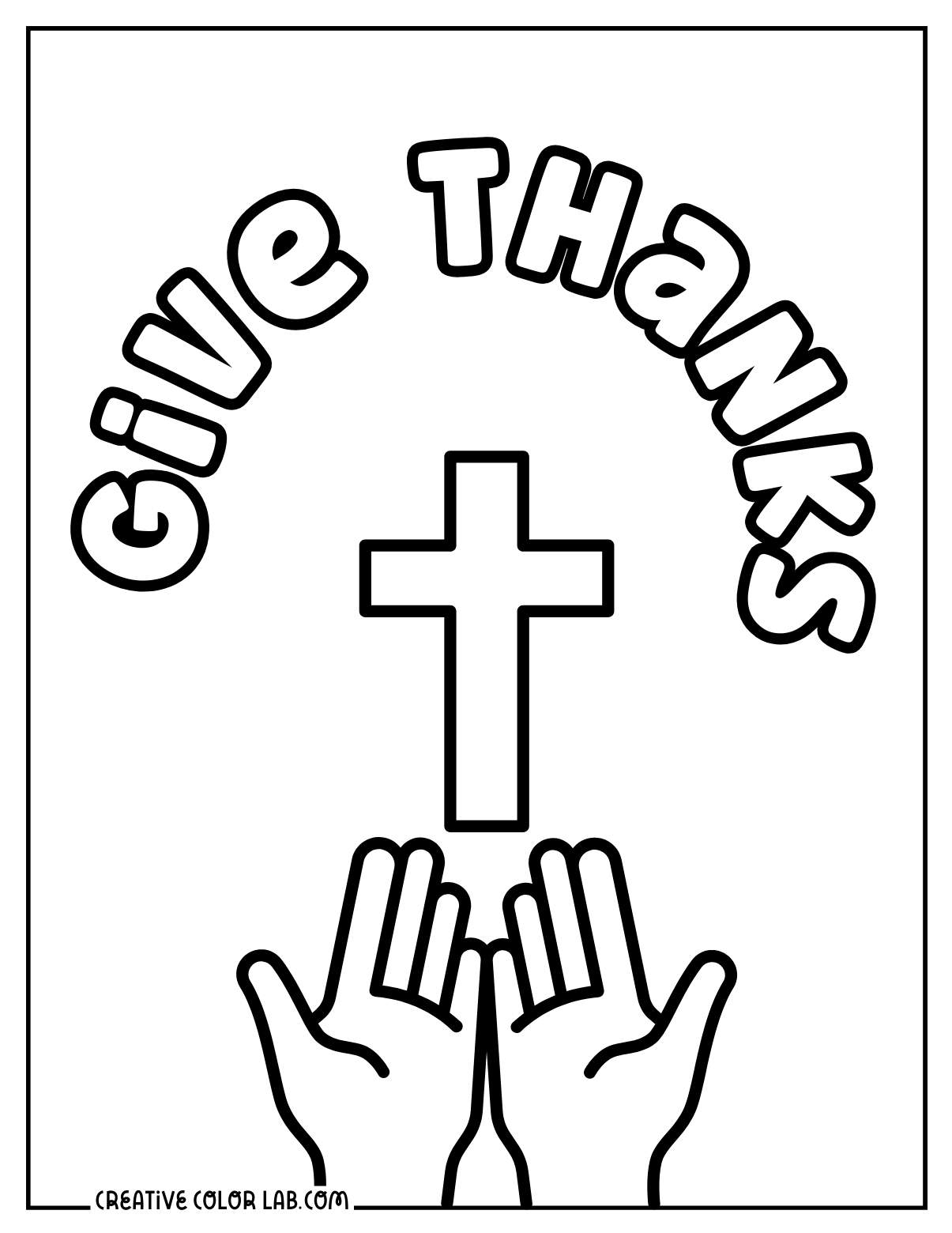 Easy two palms open for Christian thanksgiving outline to color for toddlers.