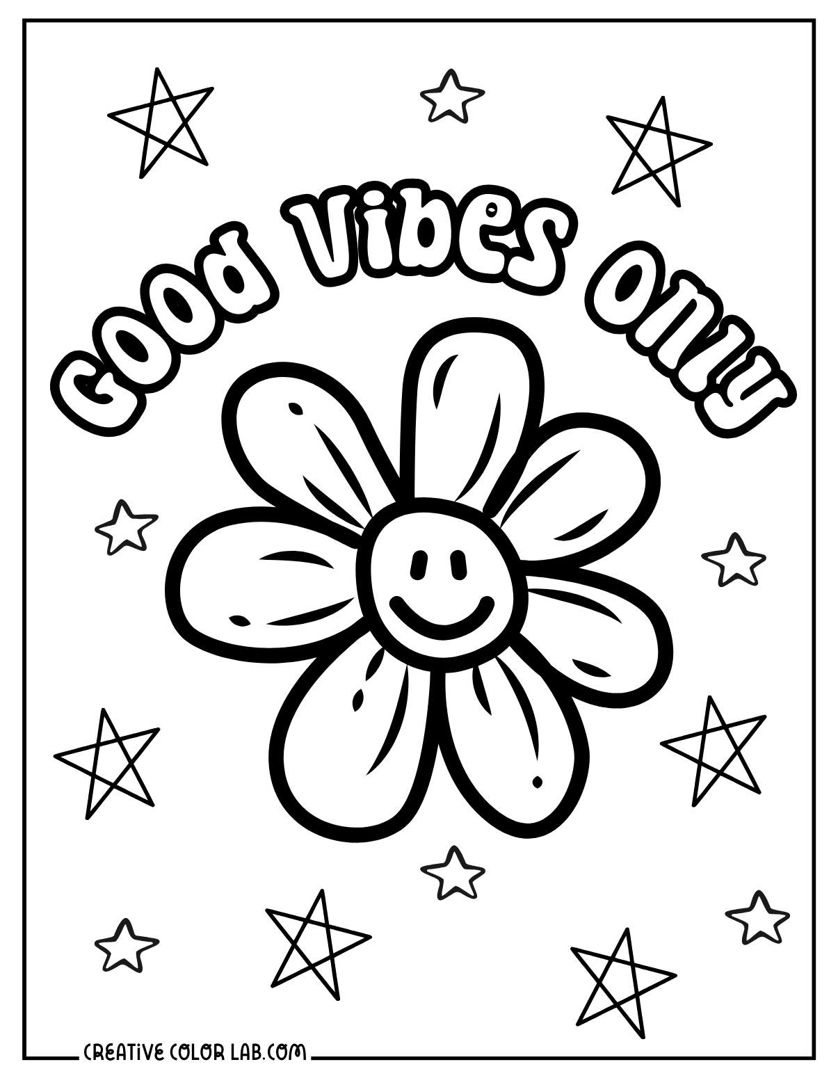 Easy positive quote coloring page for kids.