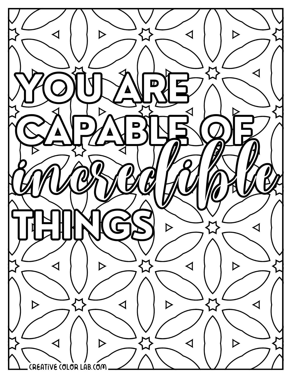 Empowering coloring page for adults.