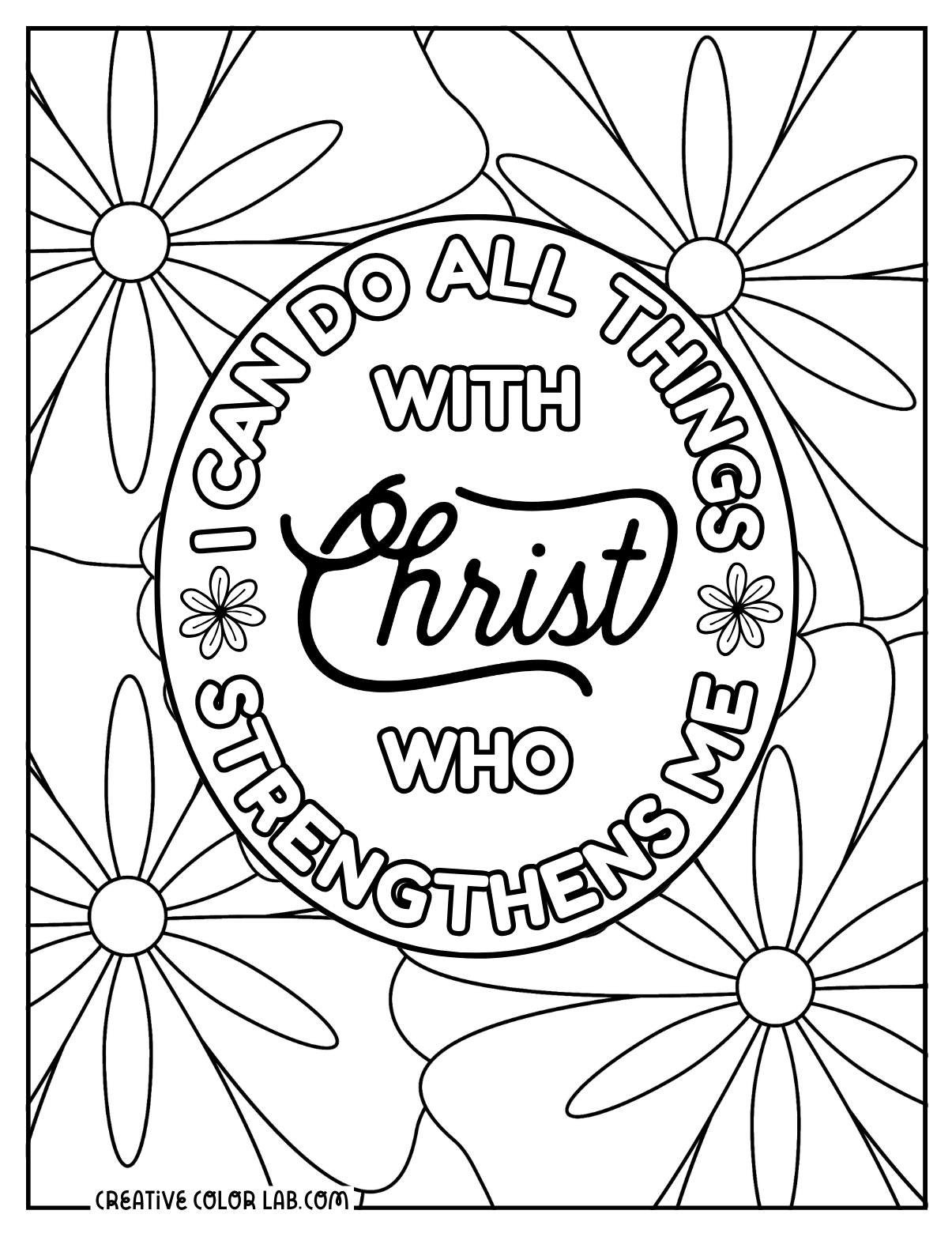 Philippians 4:13 encouraging doctrine to color PDF.