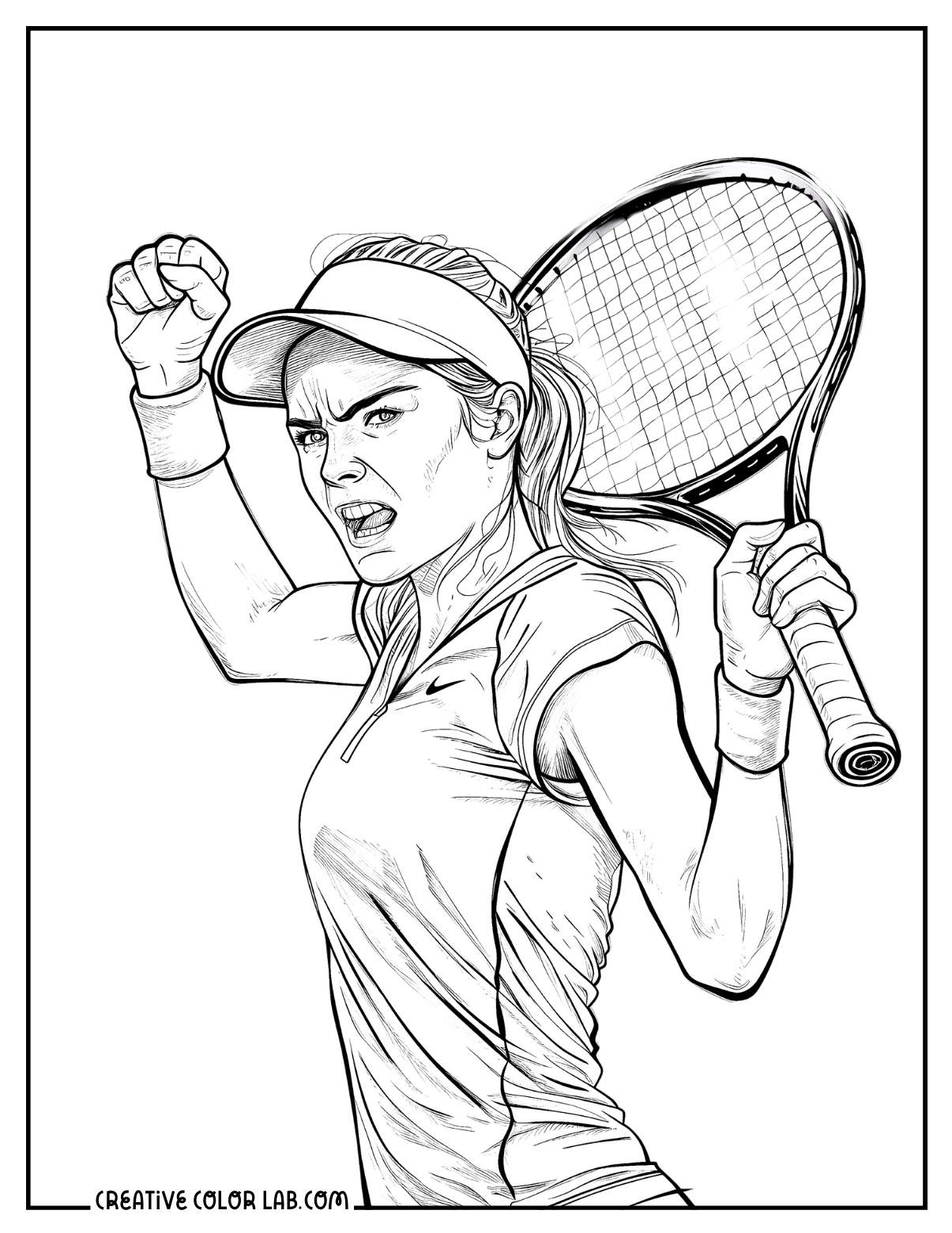 A female tennis plater Olympics coloring page.