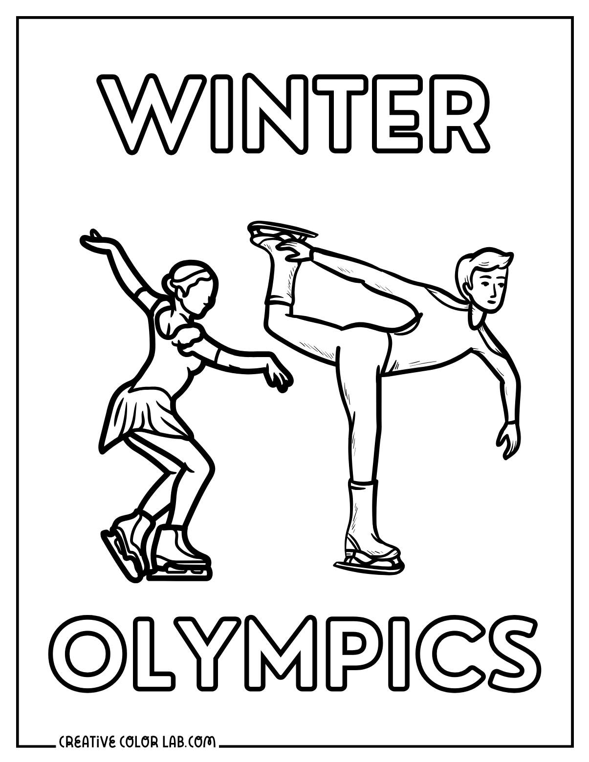 A pair of figure skaters for winter olympics coloring sheet.