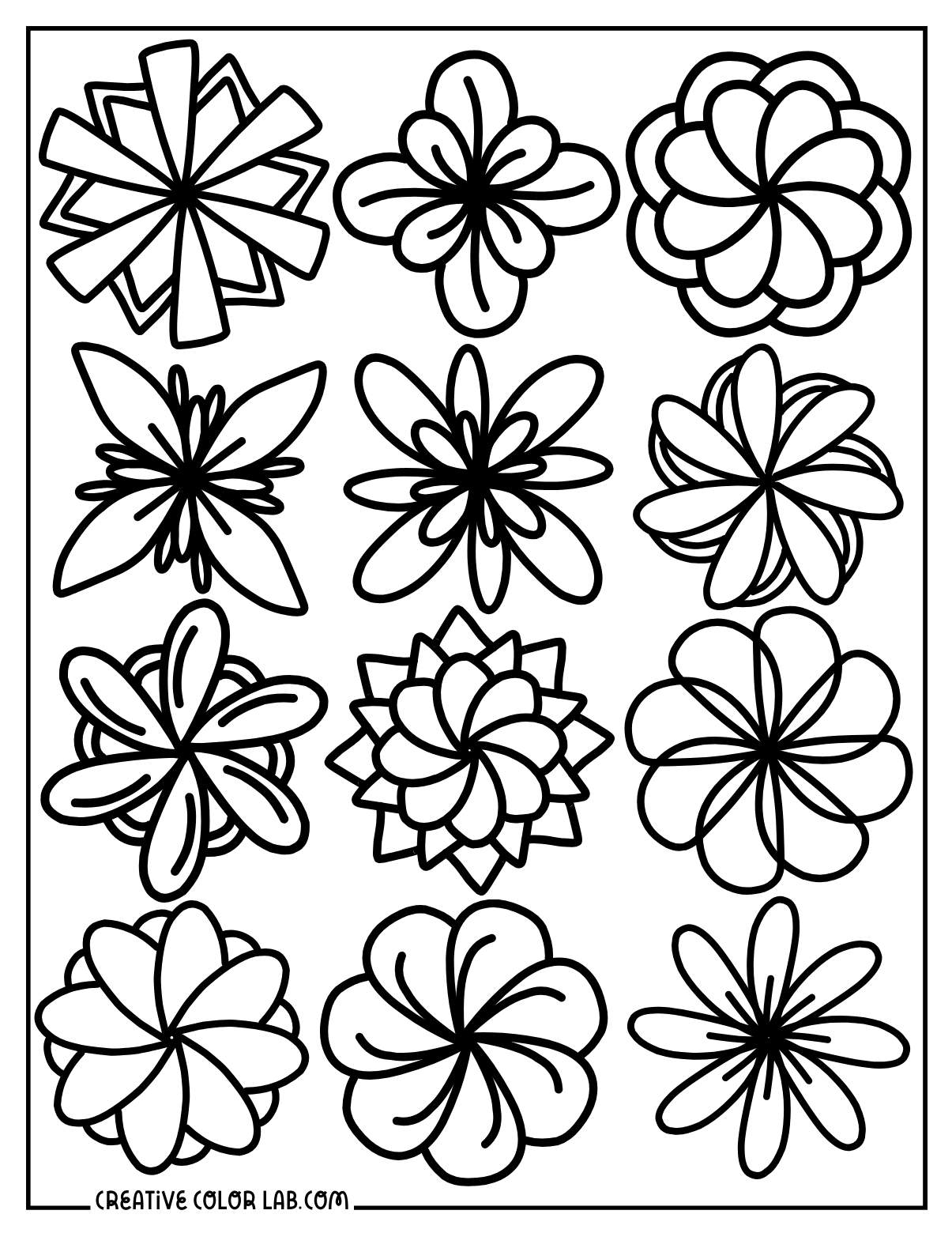 Flower doodles to color.
