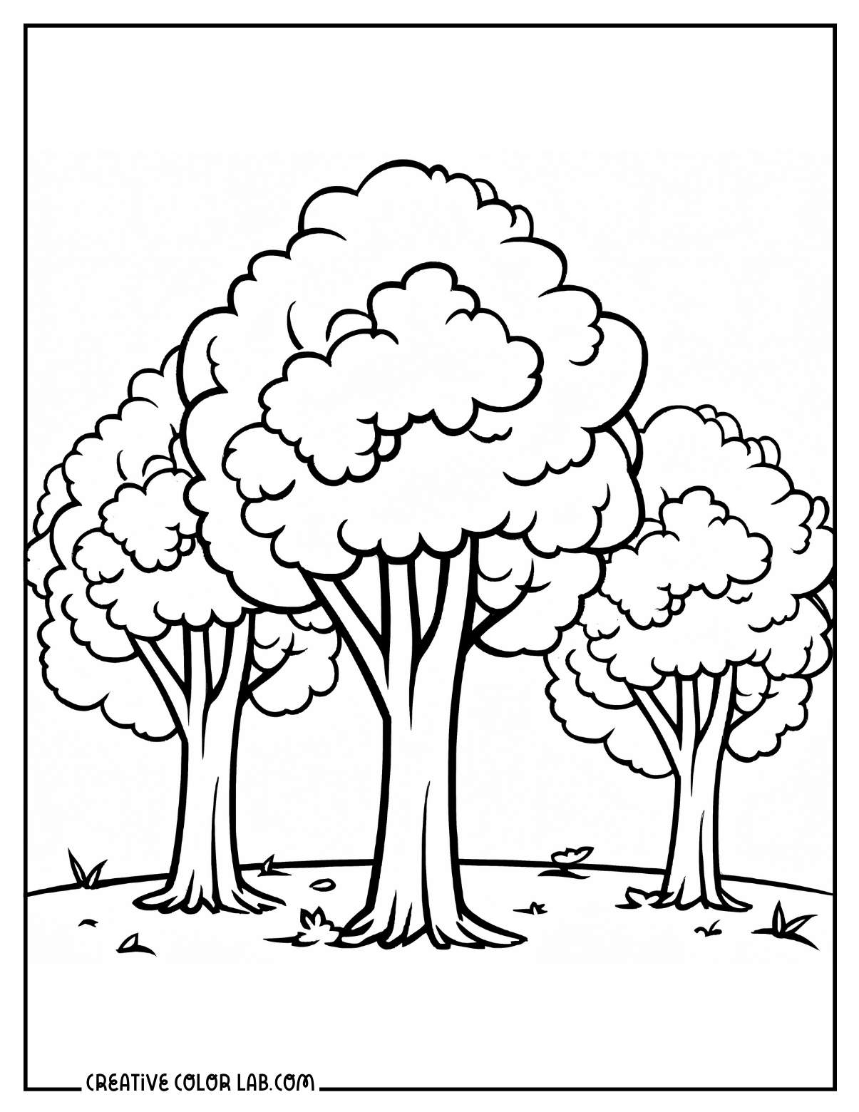 Fluffy tree coloring page.