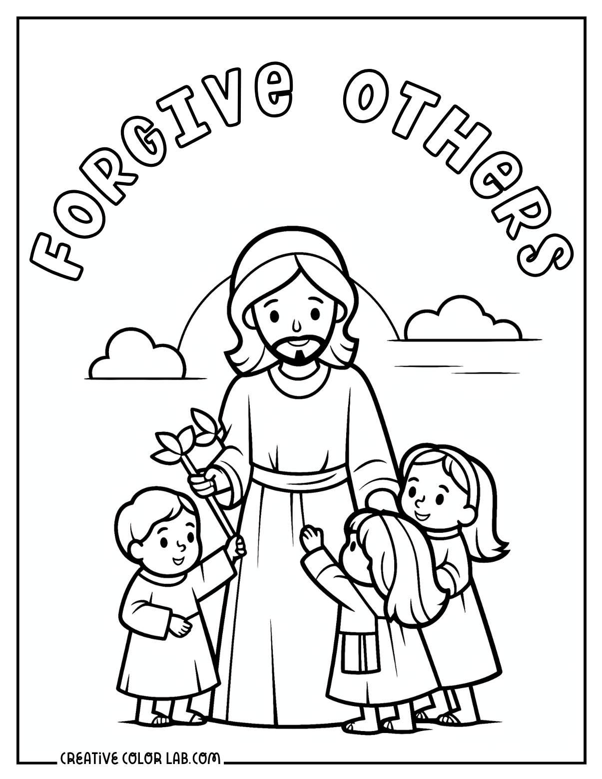 Forgive others picture to color for Sunday school.
