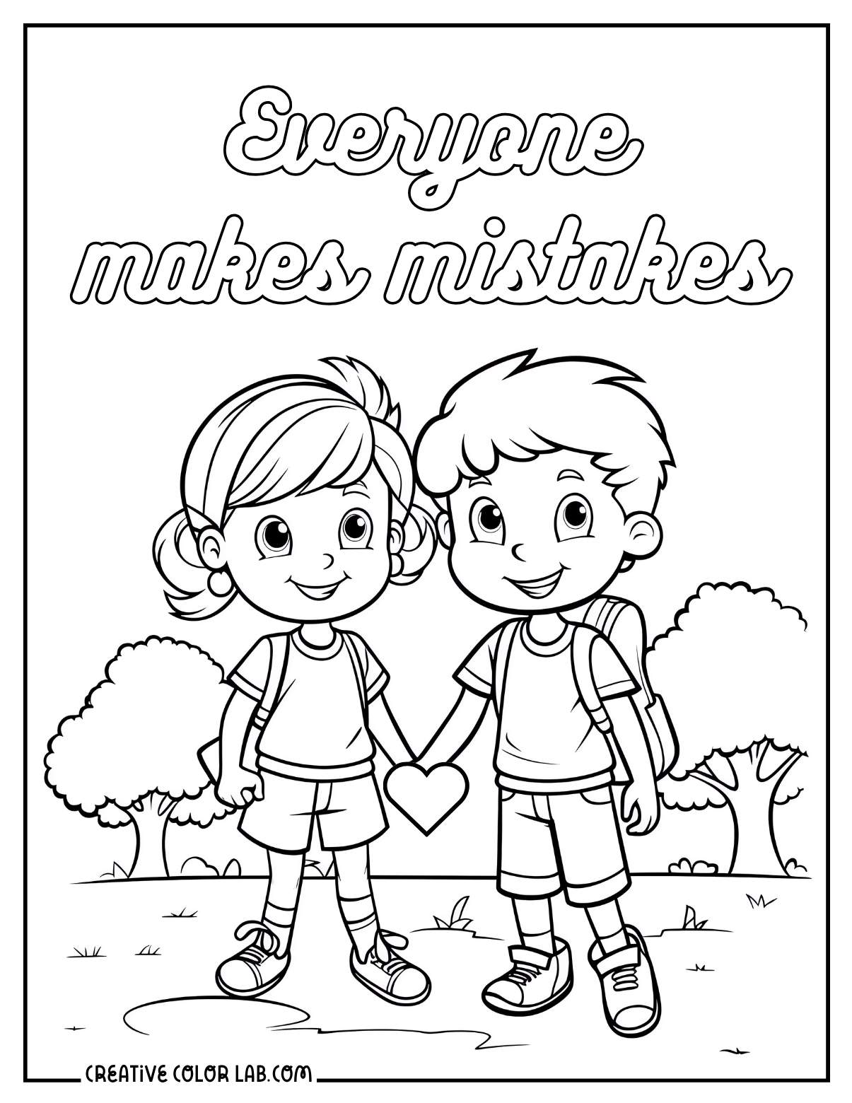 Two kids for forgiveness coloring page for kids.