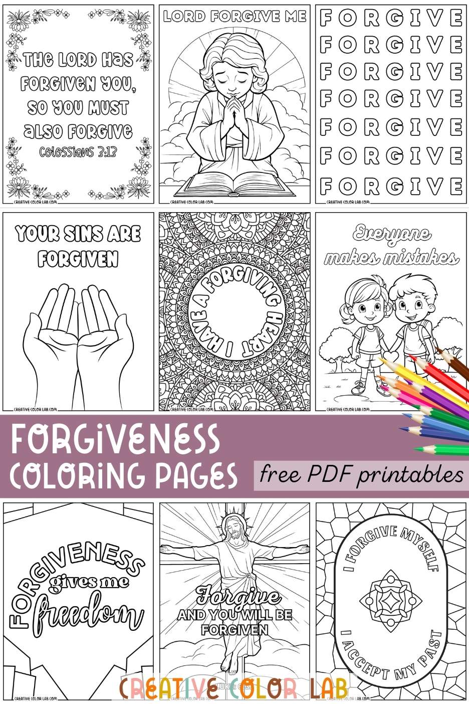 Collection of free printable forgiveness coloring pages to download.
